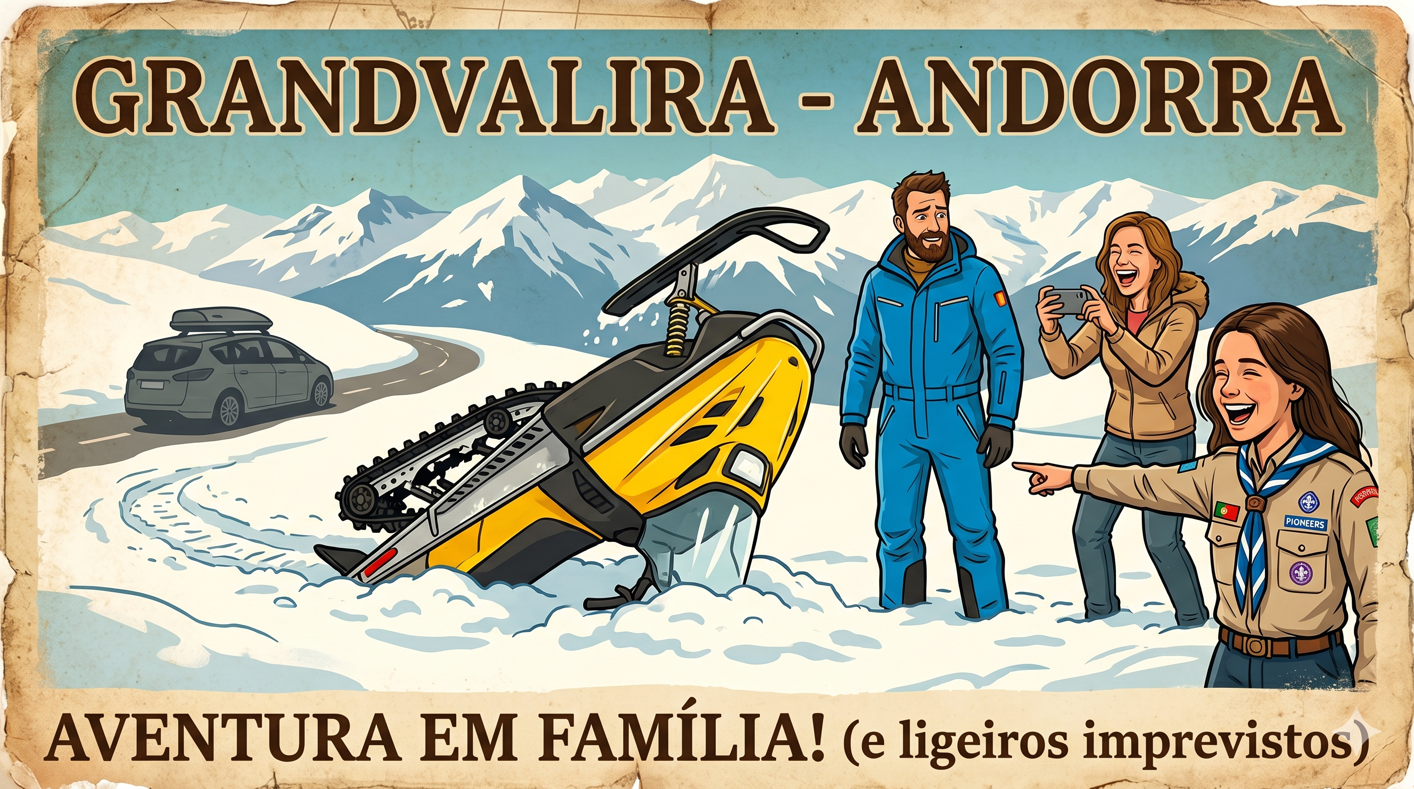 Capa da viagem Férias na Neve em Andorra: Aulas de Ski e Passeios de Mota de Neve em Família