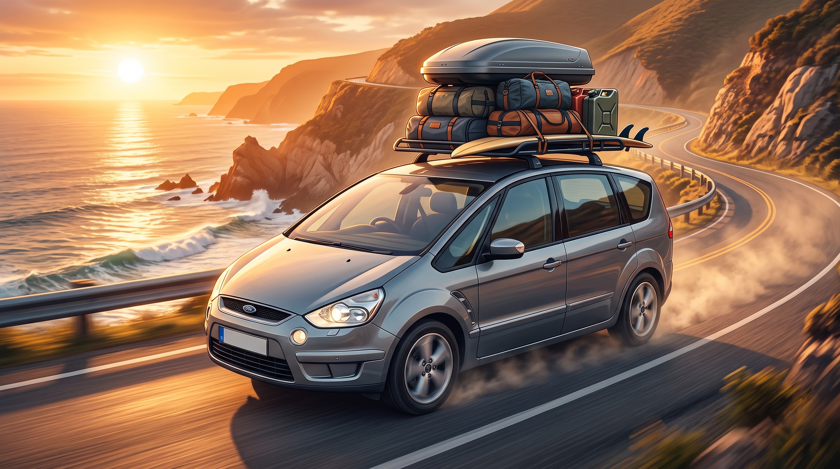 A Ford S-Max da família em viagem